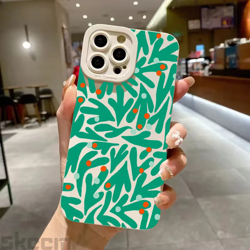 Green Floral Geometric Patchwork Phone Case Cover
