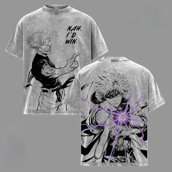 Gojo Satoru Jujutsu Kaisen Printed T-shirt Anime Vintage Washed Tees 1