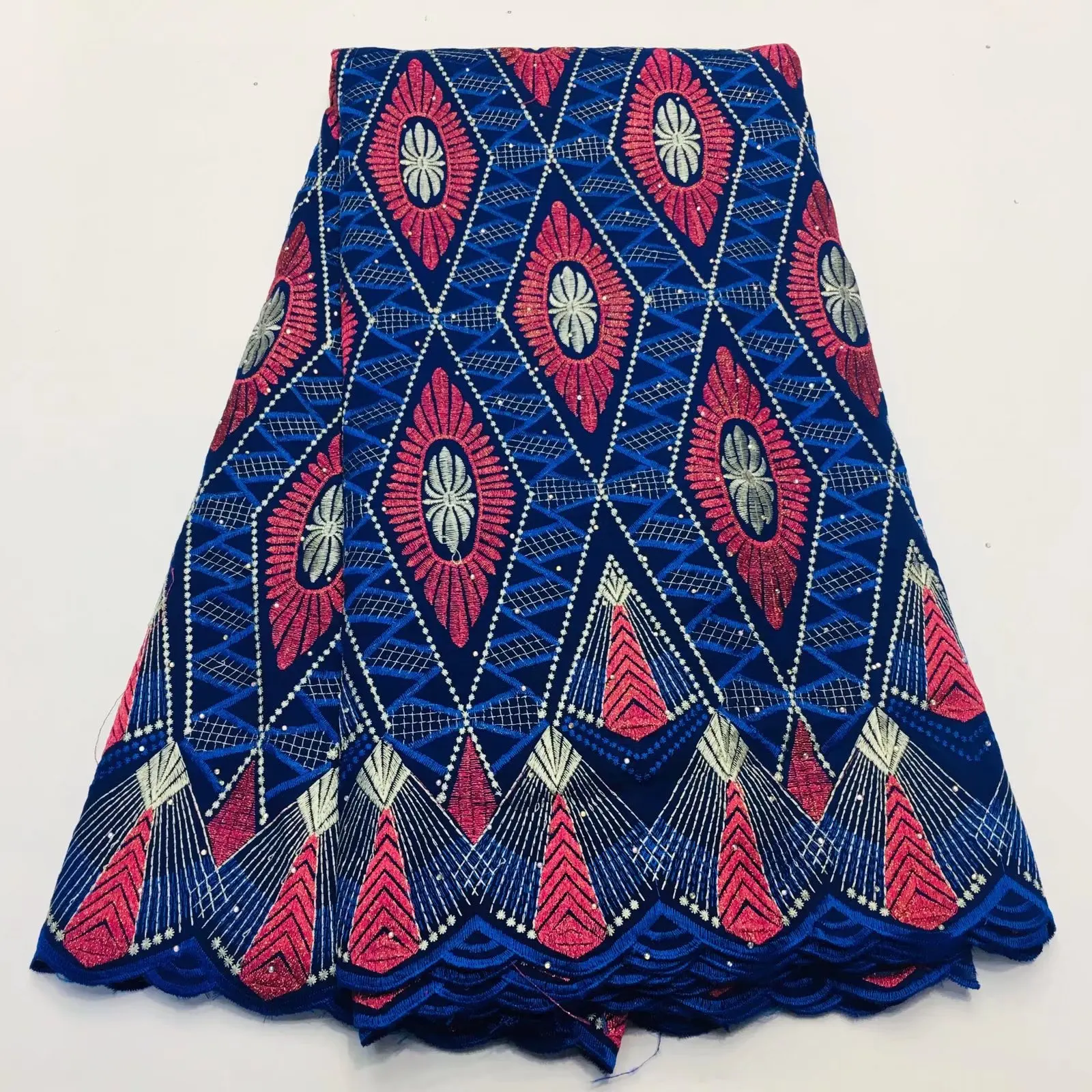 

Wholesale African Cotton Lace Swiss Voile Lace With Stones African Dry Lace Fabric Nigerian For Party Diy