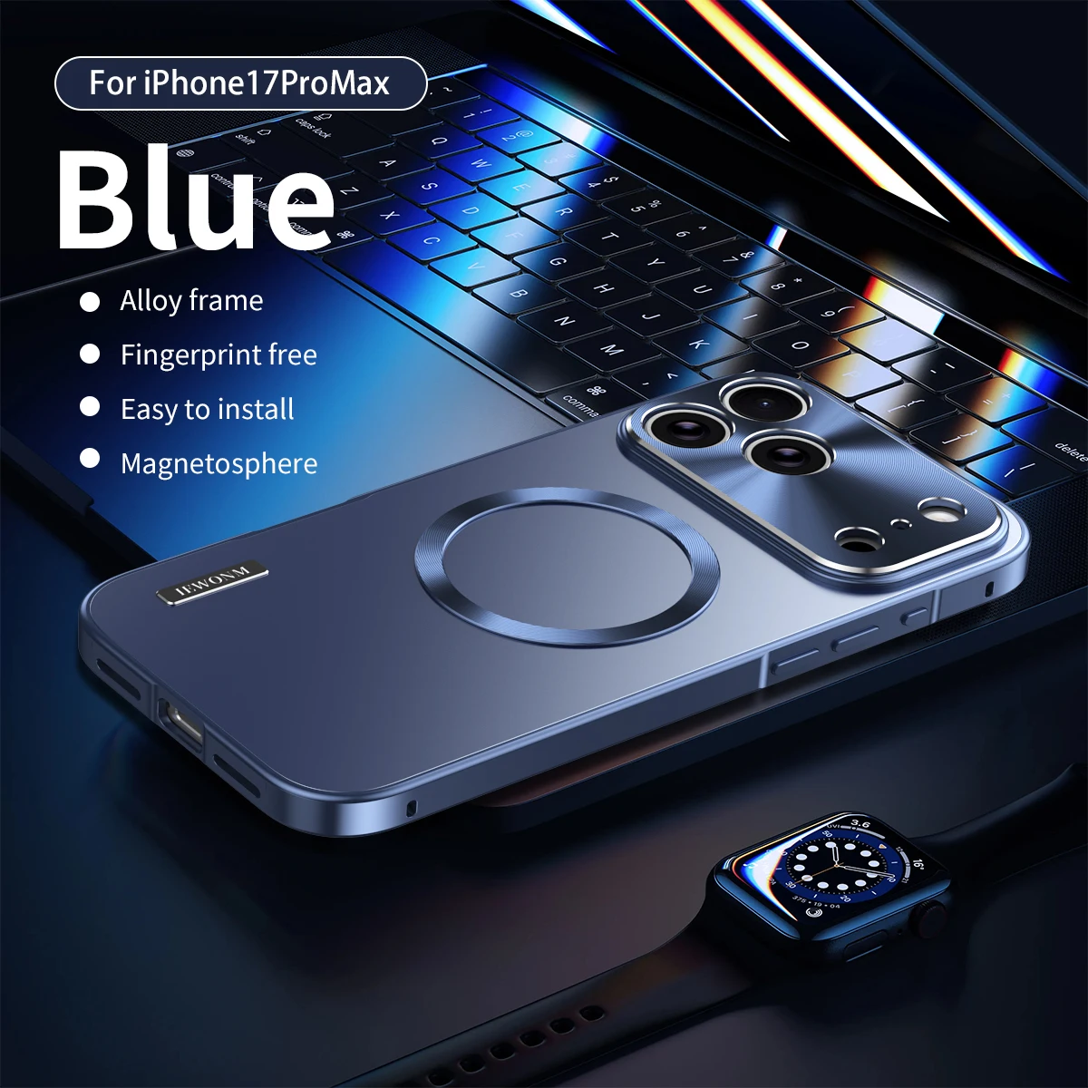 All Aluminum Frame Magnetic Suction PC Frosted Backplate Phone Case, For IPhone 17 Promax 17 Pro Shock-Absorbing Ultra-Thin Case