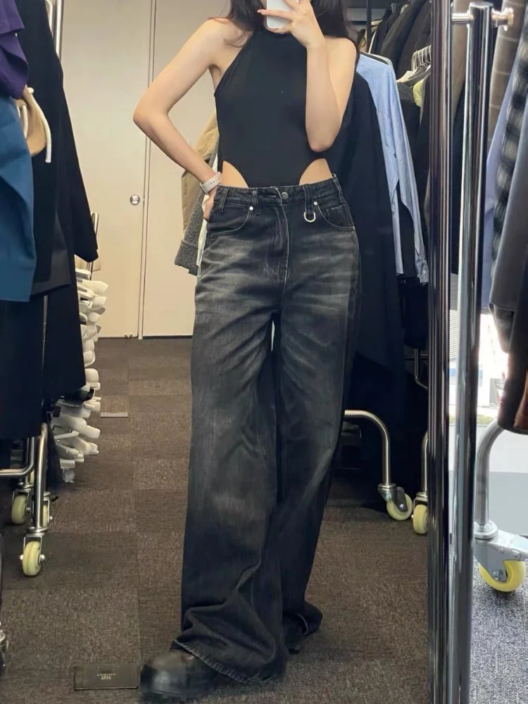 HOUZHOU-Jeans Y2K Star feminino, calça jeans, estilo coreano, angustiado,  oversize, Harajuku, American Vintage, calças de perna larga, Egirl -  AliExpress
