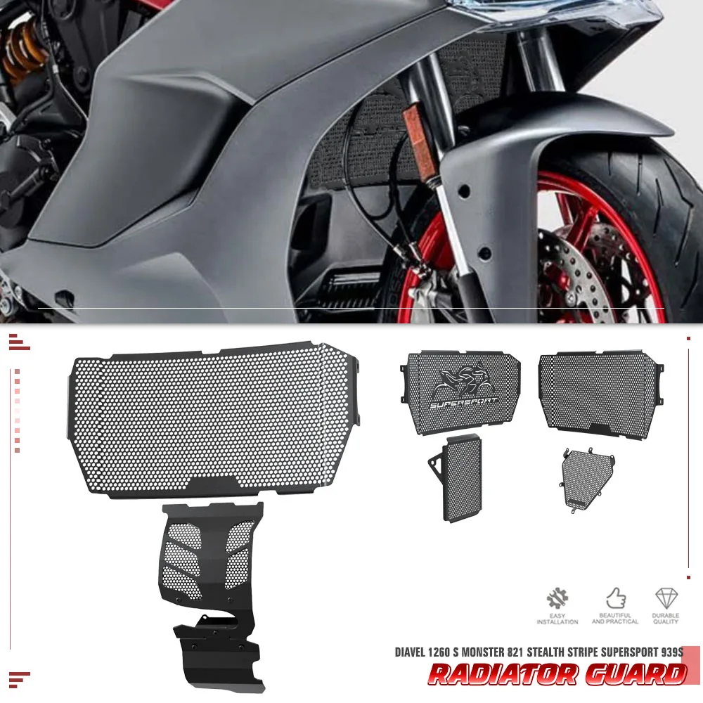 Per Ducati Diavel 1260 S Monster 821 Stealth Stripe Supersport 939S Motor Radiator Grille Guard Oil Cover Cooler Engine Guard