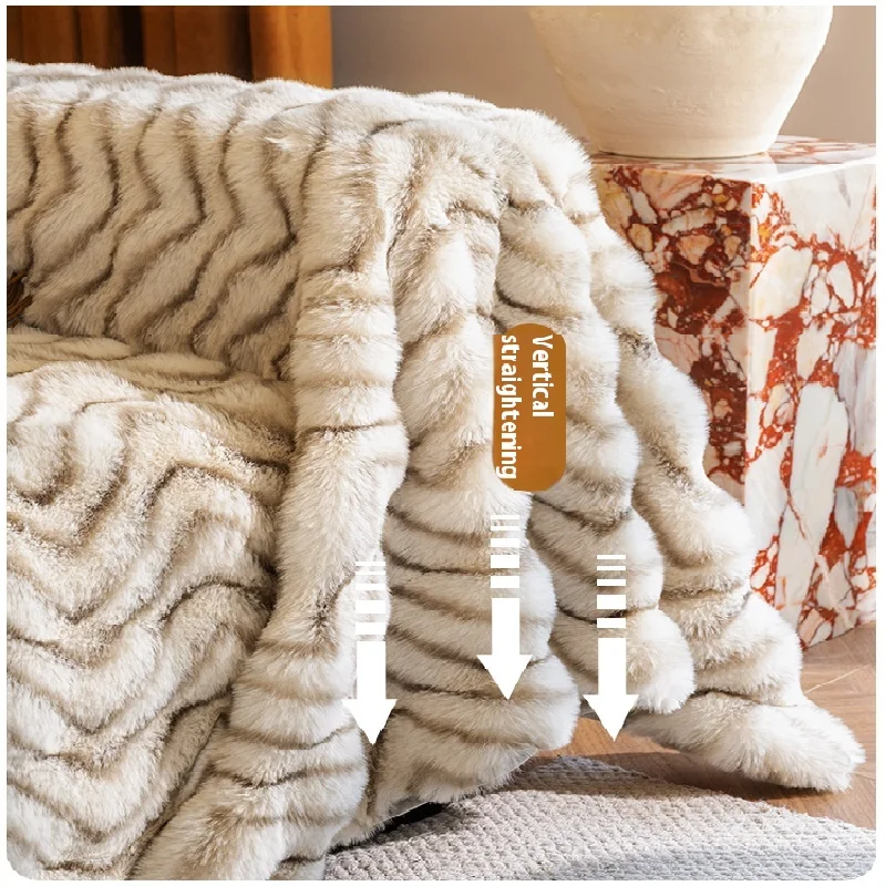 Imitation Rabbit Plush Sofa Towel Winter Warm Fluffy Throw Blanket Super Soft Smooth Thicken Velvet Sofa Cover