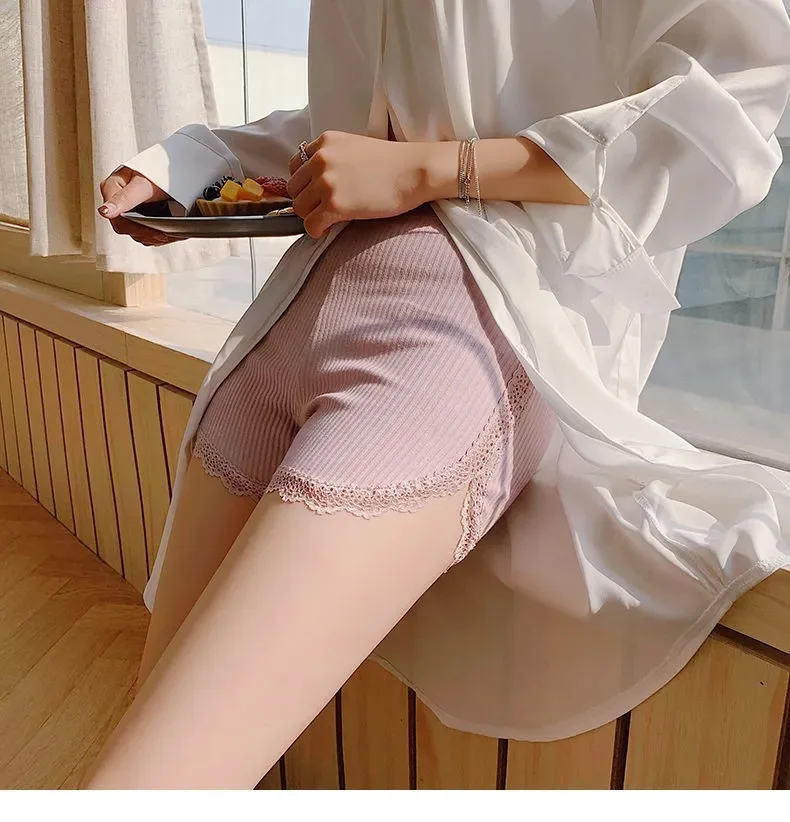 high waisted shorts 2022 Summer Thin Lace Safety Pants Ladies Anti-glare Outer Wear Silk Home Three-point Insurance Bottoming High-waisted Shorts nike shorts