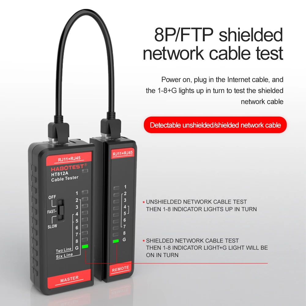 HABOTEST Cable lan tester Network Cable Tester RJ45 RJ11 RJ12 CAT5 UTP LAN Tester Networking Tool network Repair