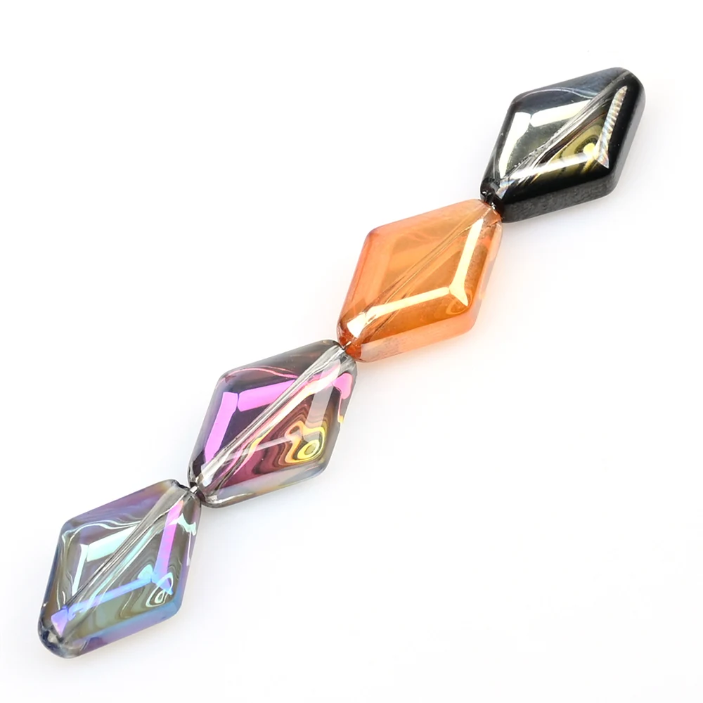 15mm Czech Glass Bicone Beads Electroplated Color Rhombic Crystal Beads Handmade Diy Crafts Pendant Rings Accessories