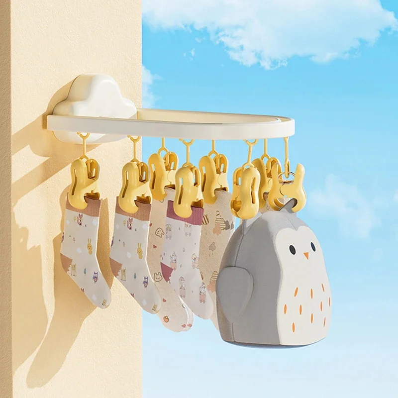 욕실 흡입 컵 건조 랙 접이식 양말 건조 랙, 가정용 의류 랙, 멀티 클립 건조 ..