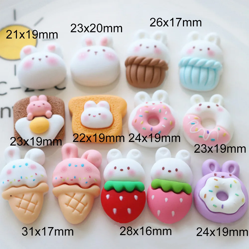 10PCS Rabbit Donut Series Resin Flatback Cabochons For Hairpin Phone Case  Scrapbooking DIY Jewelry Craft Decoration Accessories - AliExpress