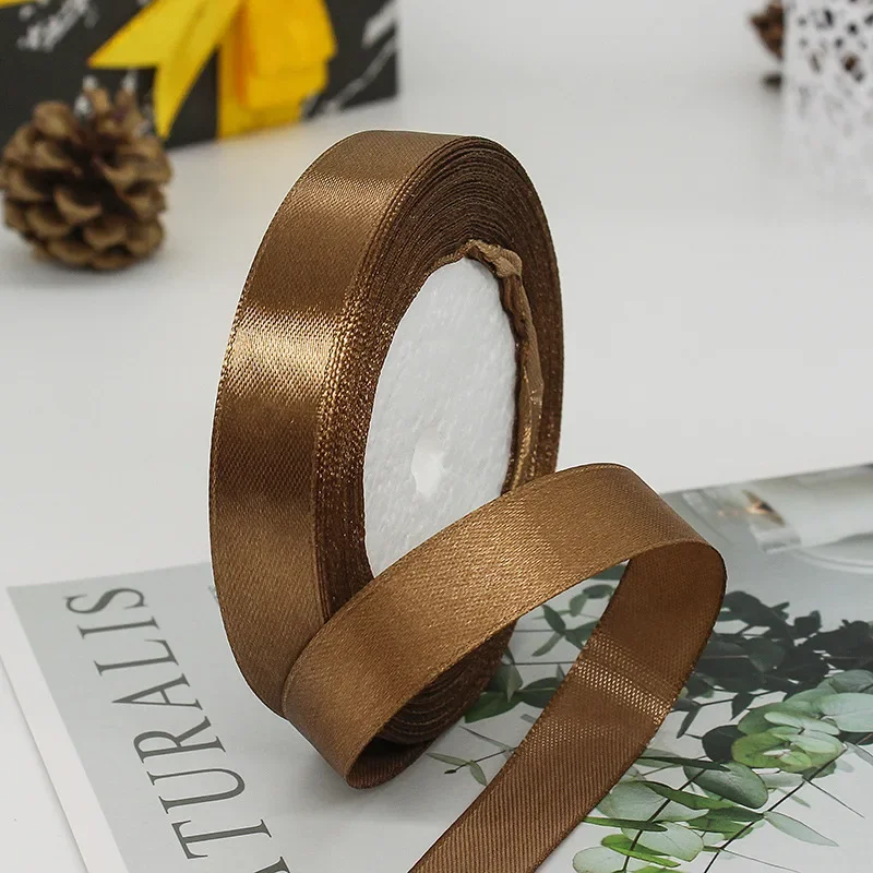 Solid Color Satin Ribbons - Handmade DIY Accessories for Weddings and Gift Wrapping (25 Yards)