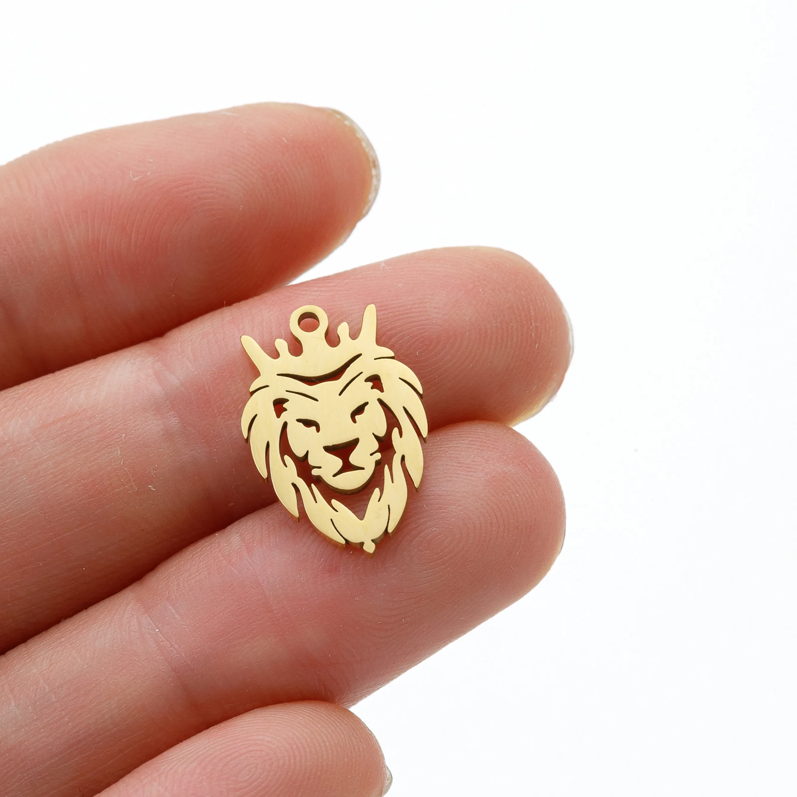 

Shuangshuo 5pcs/lot Stainless Steel Crown Lion Pendant Charms for Jewelry Making Animal Men Women DIY Accessories Wholesale