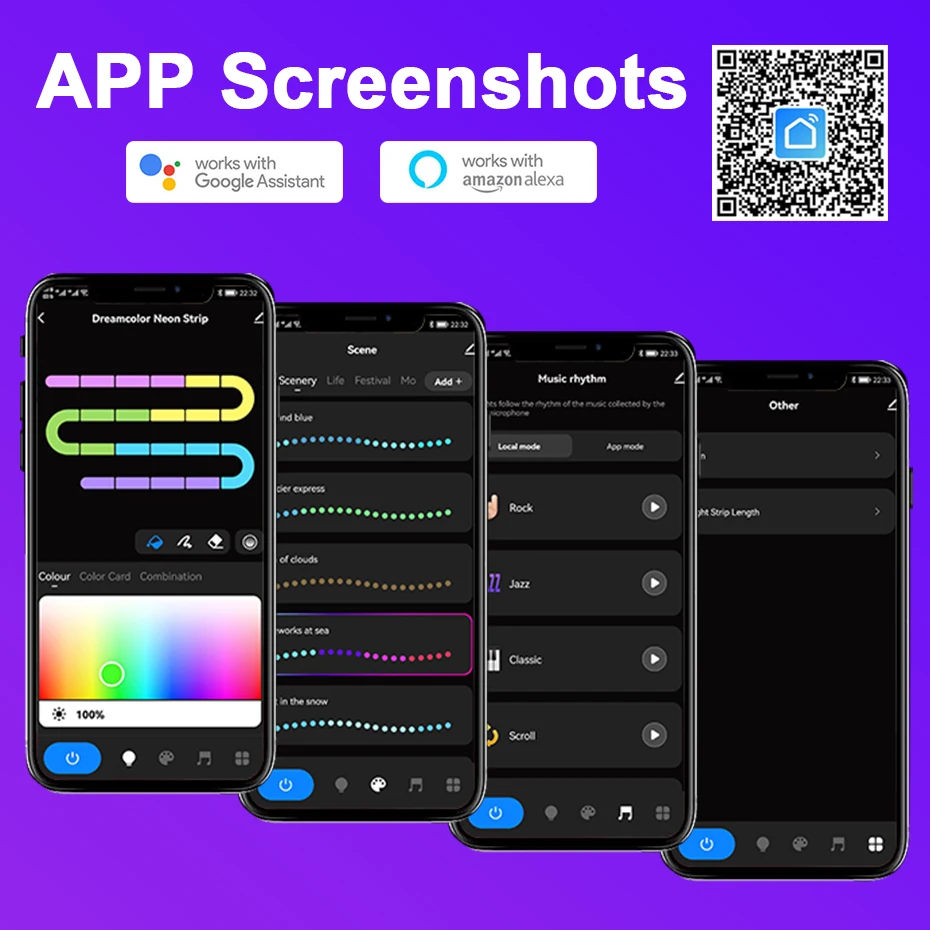 투야 와이파이 RGBIC 네온 라이트 LED 스트립, 스마트 RGB 체이싱 LED 네온 로프 테이프, 방 장식, 알렉사와 함께 작업, IP67, 12V, 96LEDs/m