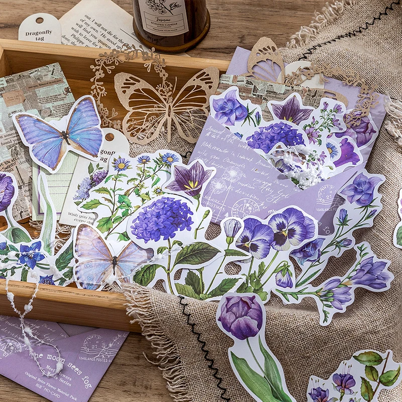 20Pcs/Set Vintage Plant Flower Scrapbooking Paper Aesthetic Scrapbook Washi Stickers Paper for Journal Supplies DIY Art Craft