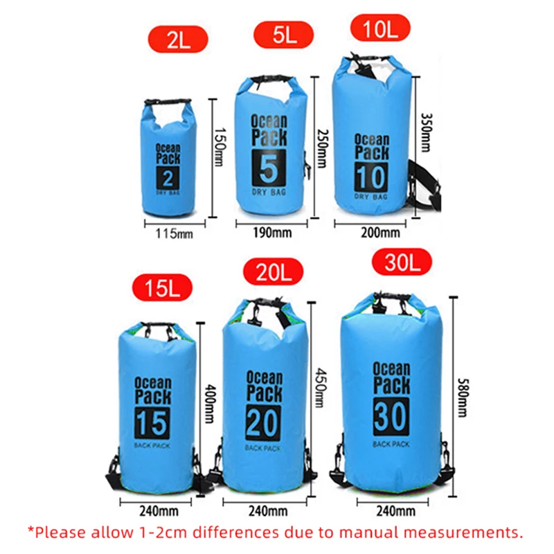 Waterproof Dry Bag 30L 20L 15L 10L Swimming Sports Backpack Drifting Rafting Surfing Gym Beach Accessories