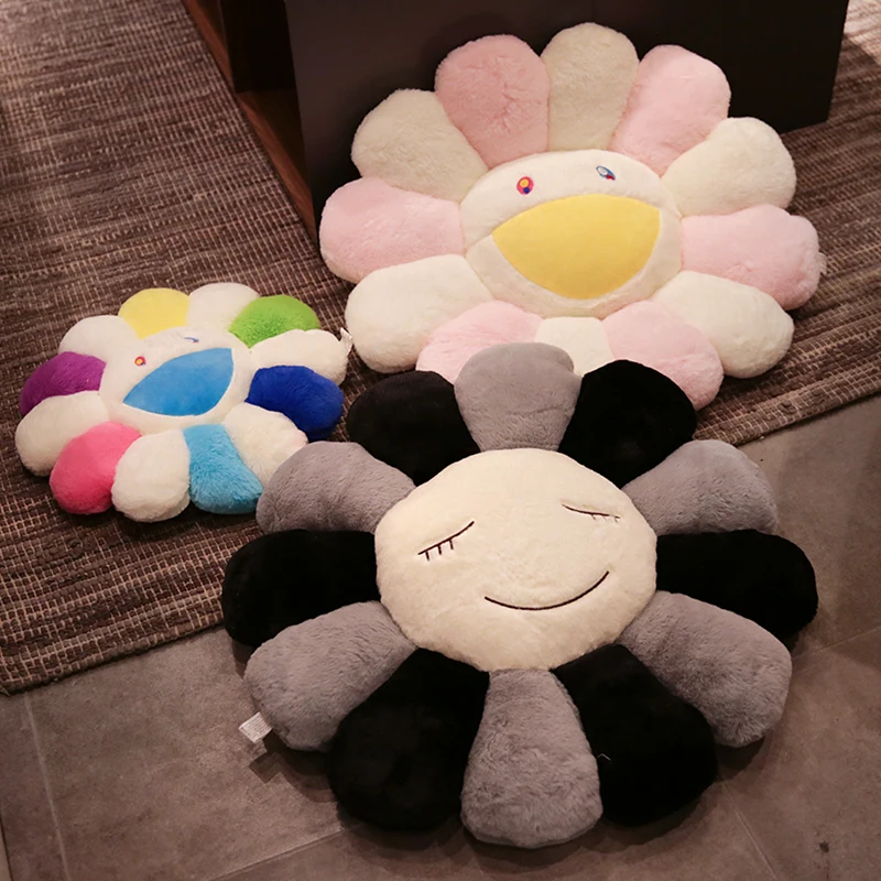 Rainbow Sunflower Seat Cushion Chair Sofa Bed Room Decor Colorful Flower Plushies Cuddly Pillow Floor Sitting Cushion Girl 5
