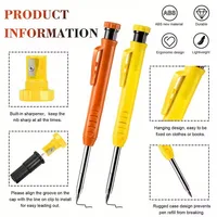 Ensemble de crayons de charpentier solides de 2.8mm, crayon mécanique, capuchon de recharge de 3 couleurs, marquage de menuiserie, outils de Construction pour le travail du bois 5