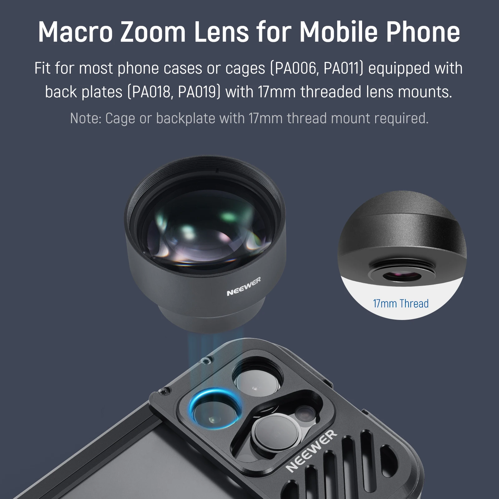 HD 105mm Macro Lens Adapter for 17mm Thread Backplate iPhone Samsung Xiaomi Phon
