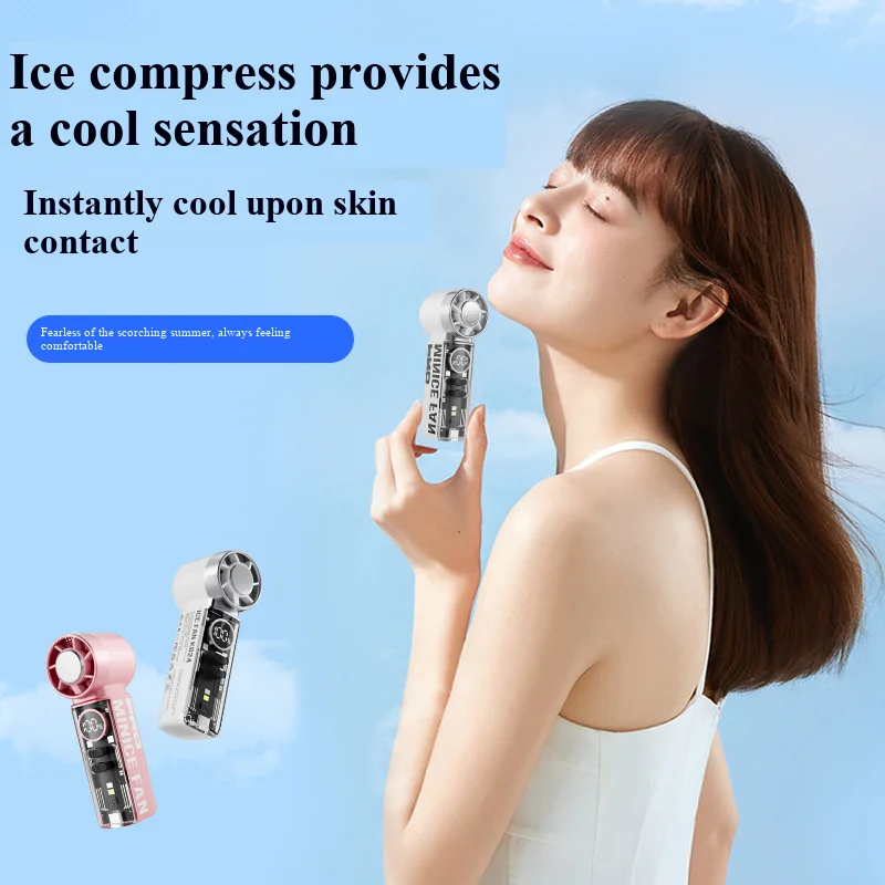 Ice Cooling High Speed Semiconductor Handheld Fan With Display_voghion.com