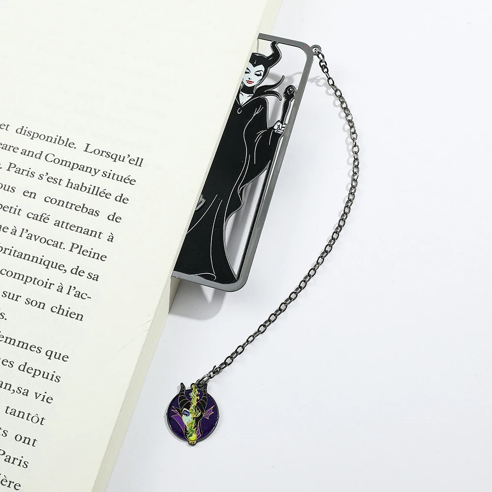 Maleficent Metal Bookmark-Black Magic Queen with Chain Pendant Bookmark Reading Marker Gift for Book Lovers