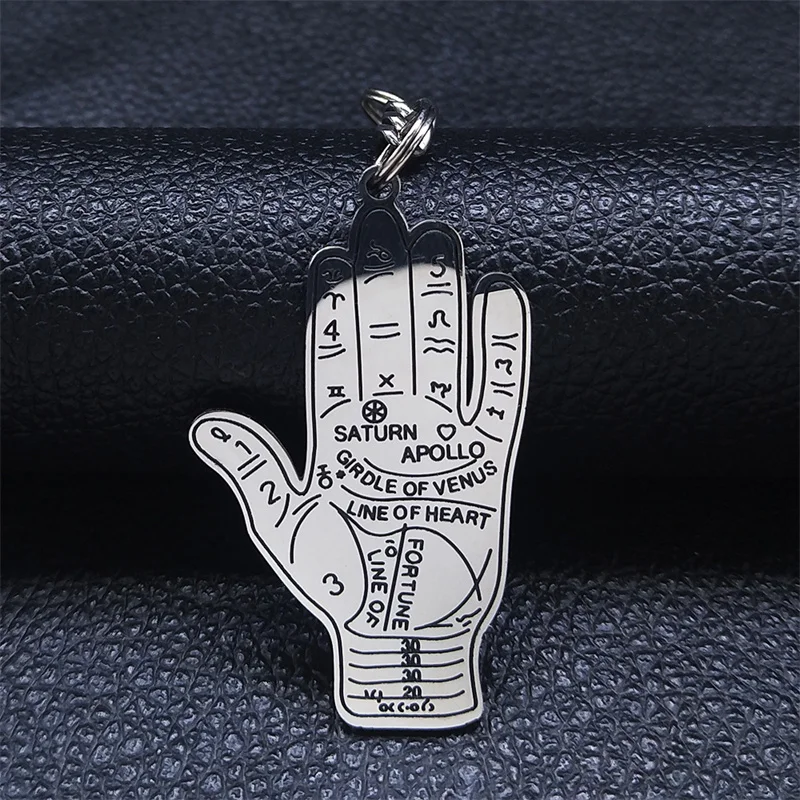 Edelstahl Hexerei Wahrsagerei Hand Schlüsselanhänger Esoterische Handlesen Schlüsselanhänger Schmuck acero inoxidable joyeria mujer K3712S02 – Detail 9