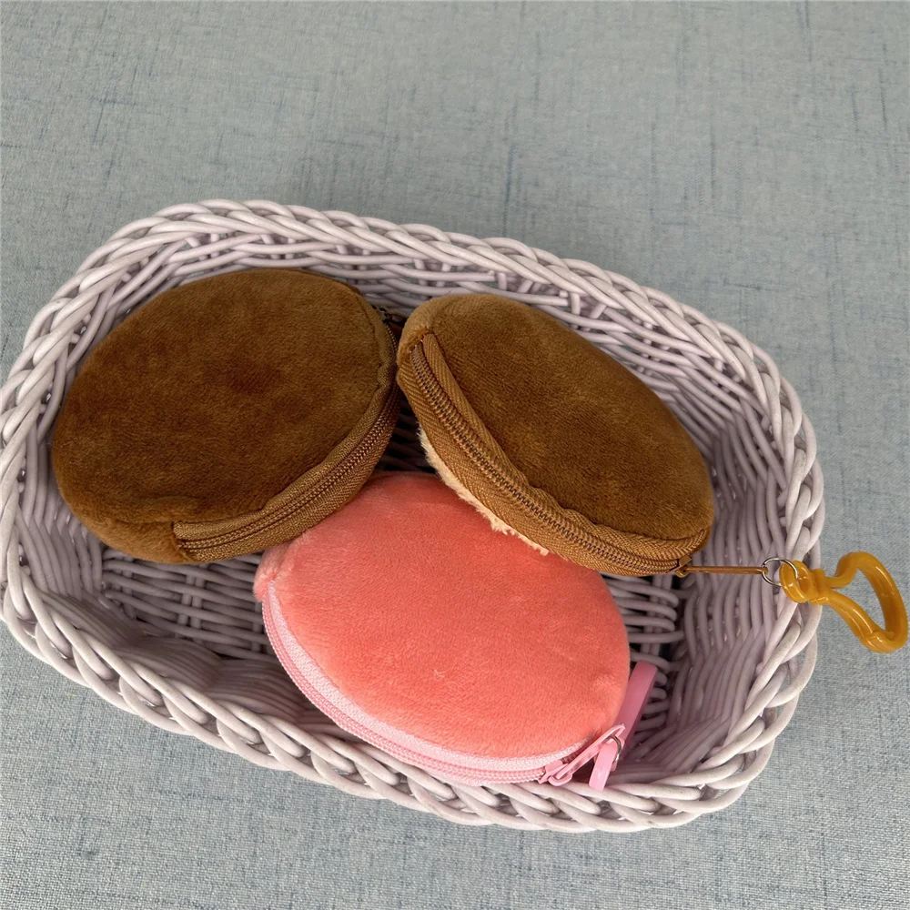 3가지 색상, 8CM 쿠키 디자인 플러시 동전 지갑, 플러시 장난감 지갑