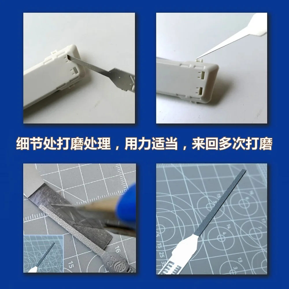 취미 모델 공예 도구 미세 부품 연삭 파일 + 조각 보조 눈금자 조합 세트 12 크기 0.4mm 두께