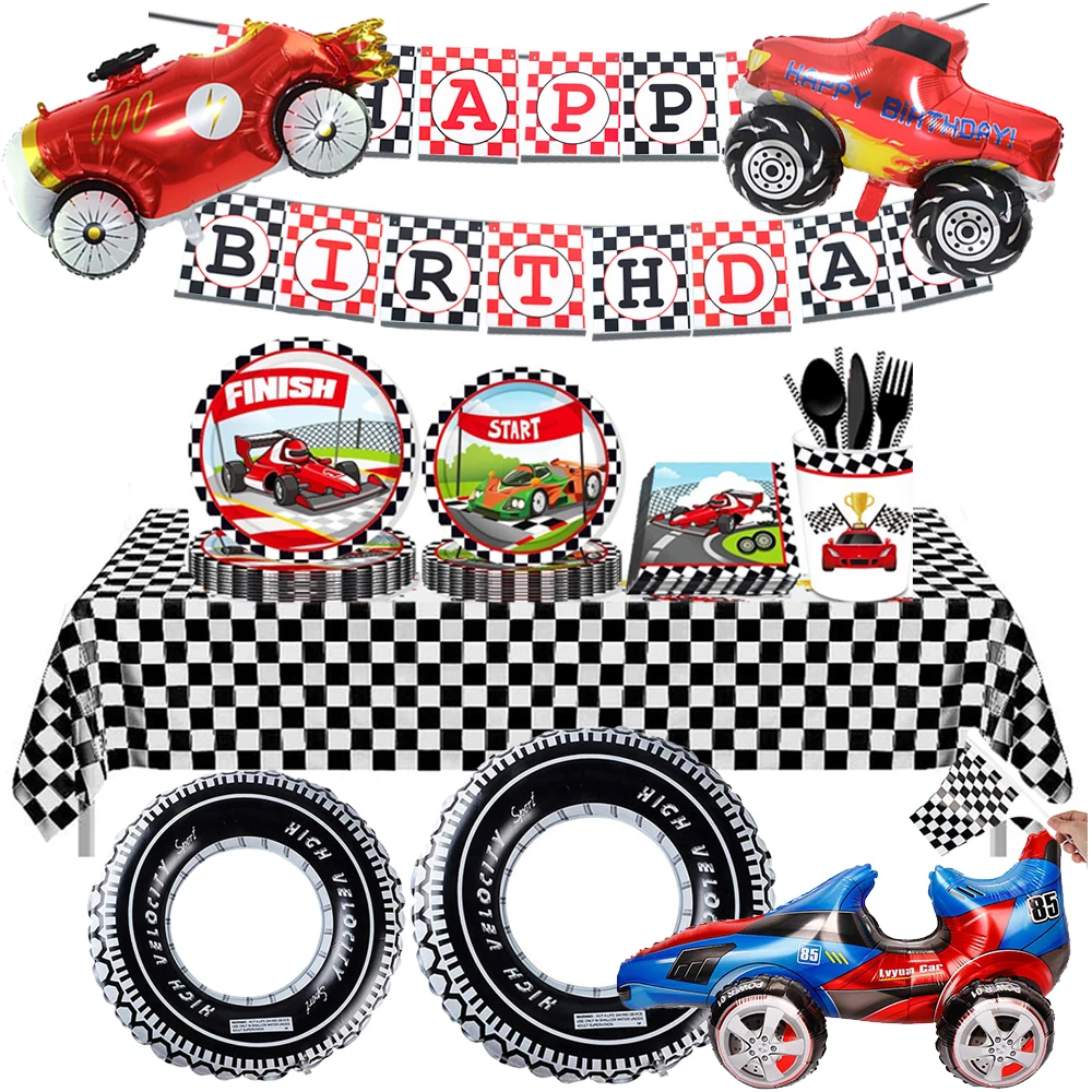 Racing Car Birthday Party Decor Disposable Tableware Cup Plate Race Ballon  Happy Brithday Banner Kids Baby Shower Party Supplies - Disposable Party  Tableware - AliExpress