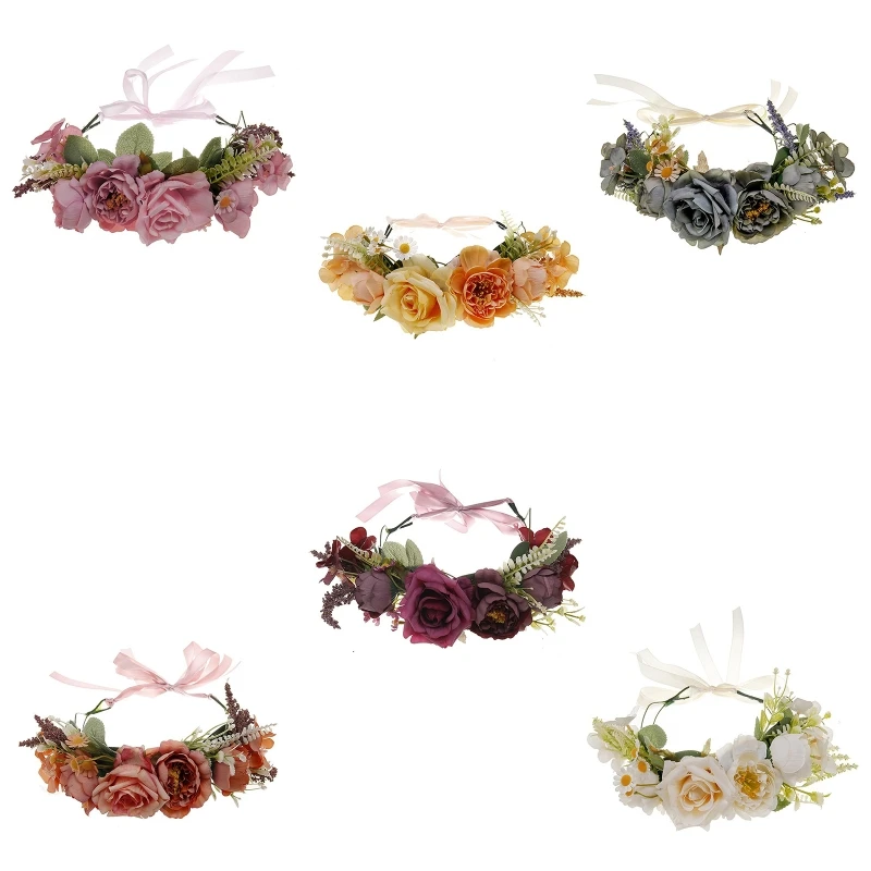 

A2ES Flower Headband Wedding Hairband Bohemian Flower Women Floral Hair Hoop