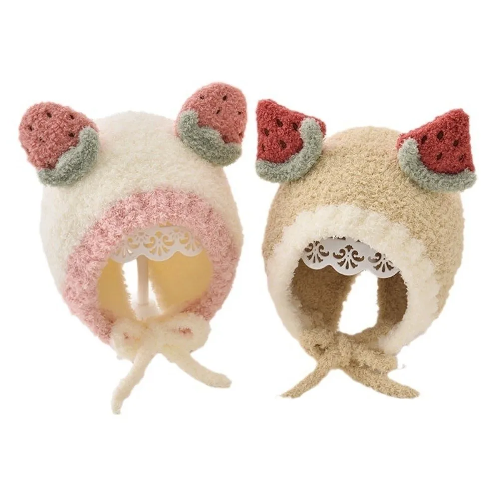 Lovely Fleece Fruit Ear Hat Winter Soft Baby Beanie Cap Thick Warm Ear Protection Hat Boys Girls