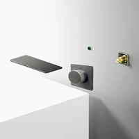 ก๊อกน้ำตกแบบฝังในอ่างอาบน้ำ KALOP โครงสร้างทองแดงแท้ สีเทาแบบปืน พร้อมก๊อกน้ำด้านข้างแบบฝังในผนังสำหรับอ่างอาบน้ำ 2