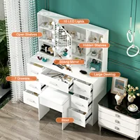 Минималистичный туалетный столик из натурального дерева с подсветкой и зеркалом — 3 режима освещения, выдвижные ящики и полки. — изображение 2