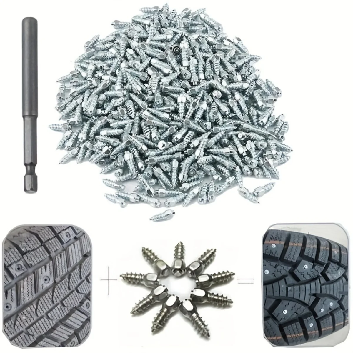 Wheel Tyre Studs 100pcs Car Snow Tyre Studs Screw Wheel Lugs Tire Stud Anti Skid Spikes Winter Protect 4*9mm/12mm For Motorcycle Truck Bicycle wheel tyre studs