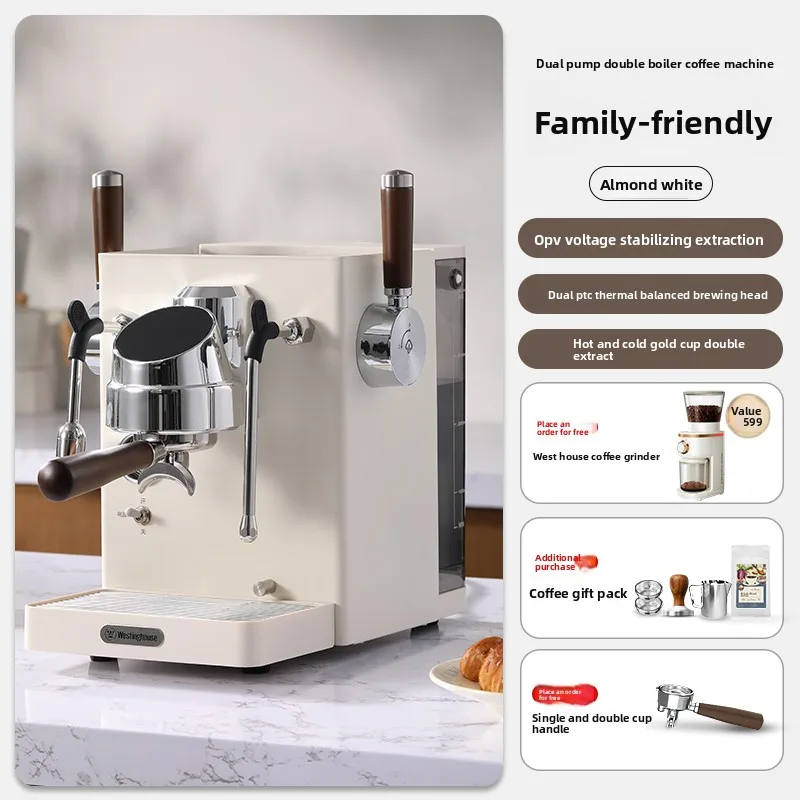ماكينة قهوة وستنجهاوس ذات مضخة مزدوجة وغلاية مزدوجة شبه أوتوماتيكية لاستخراج الإسبريسو للمنزل والأعمال الصغيرة