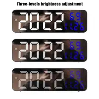 YOUZI LED Digital Wall Clock Large Screen Wall-mounted Time Temperature Humidity Display Electronic Alarm Clock 2