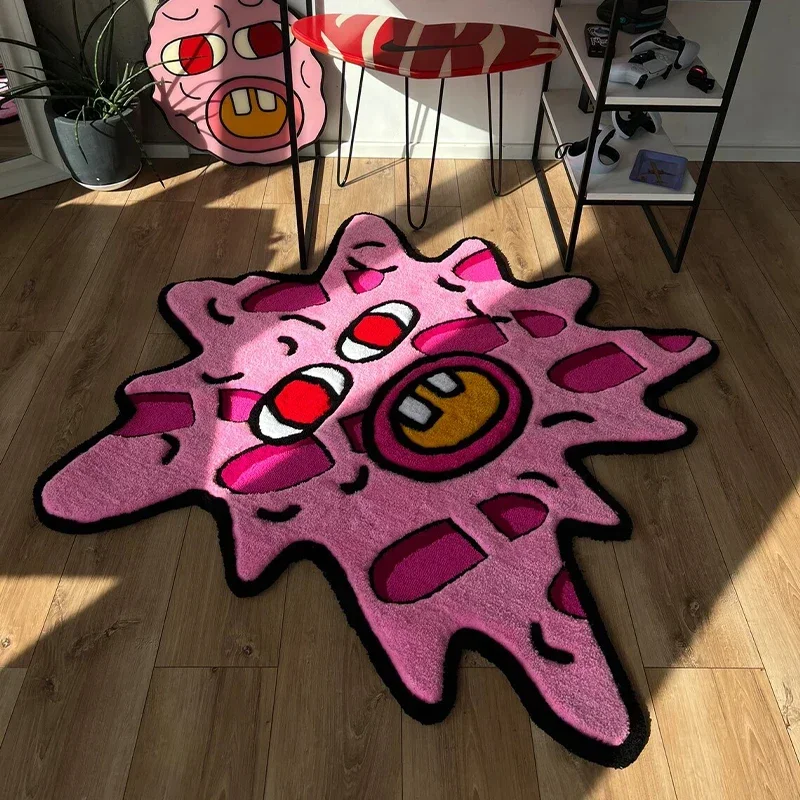 Floor Mat Plush Rug Decorative Carpet Plush Carpet Non Slip Carpet Simple Study Room Cloakroom Plush Non Slip Rugs Irregular Bedroom Bedside Soft Carpet Living Room Decoration