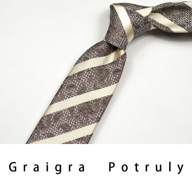 

Italian style tie, men's formal attire, business stripes, retro gray coffee colored suit, shirt, pocket towel set