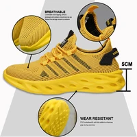 Men Shoes Comfortable Unisex Sneakers Breathable Couple Running Shoes Women Tennis Sports Shoe Size 37-47 Yellow Walking Sneaker - Image 2