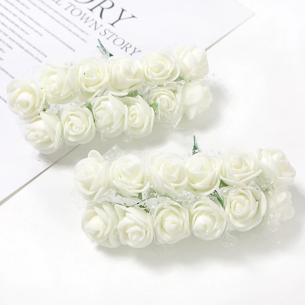 144 Stück künstliche Rosenblumen, Blumenstrauß, 7,5 cm Schaumstoff, künstliche Blumen, Hochzeitsdekoration für Zuhause, Raumdekoration, DIY-Geschenke, Zubehör – Detail 11