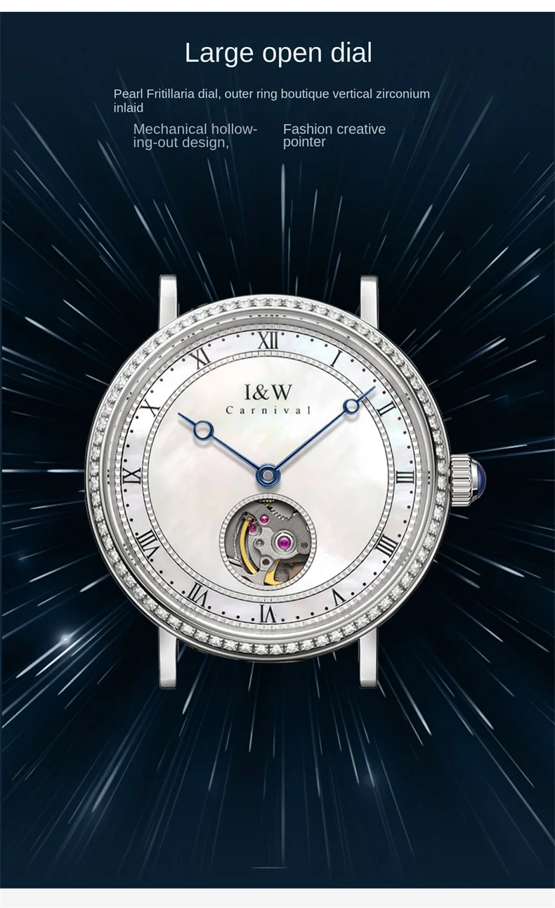 Orologio meccanico ultra sottile Carnival Brand IW Series da uomo con cinturino in pelle, movimento MIYOTA, tourbillon, orologio da uomo di lusso_voghion.com