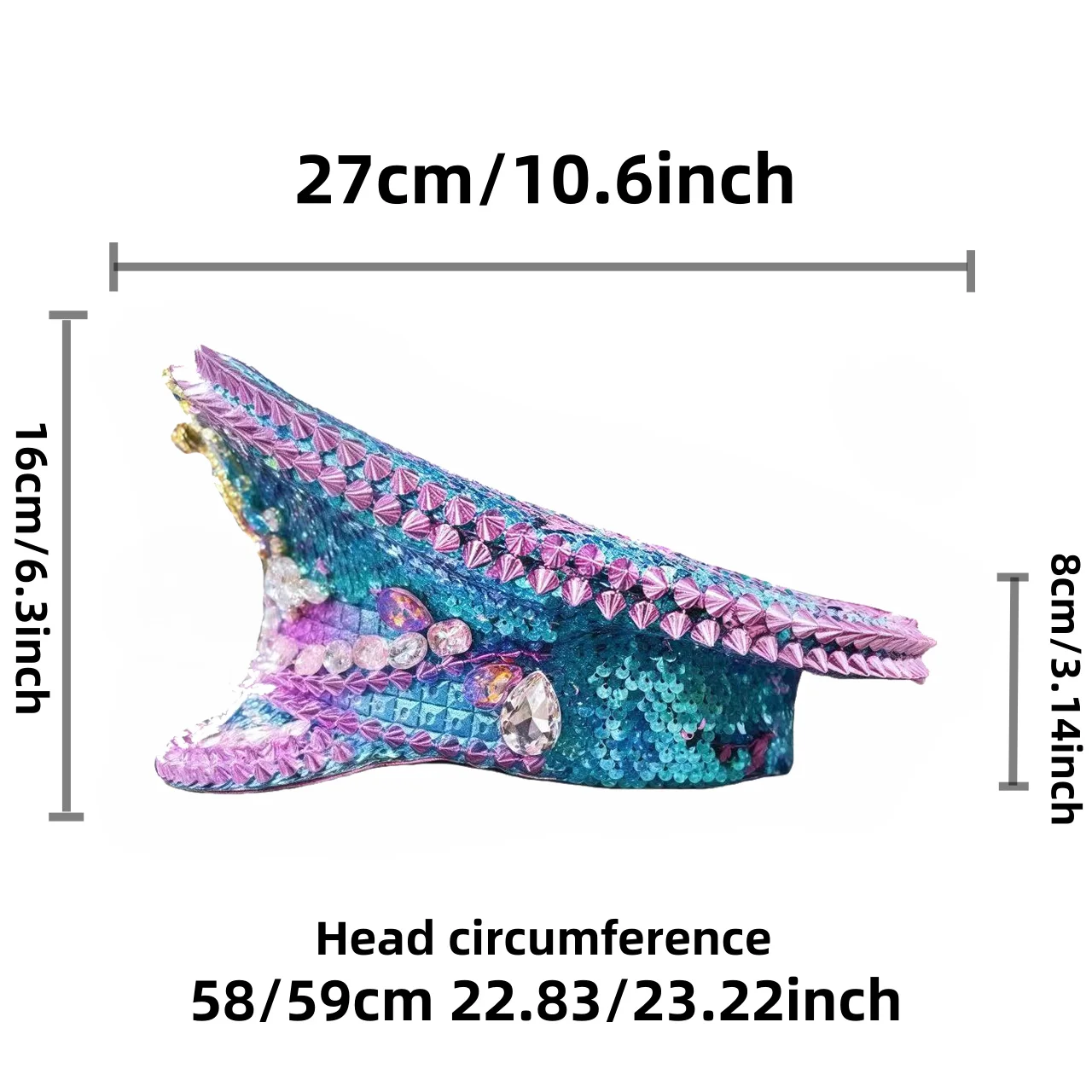 Bling Captain Hat Rhinestone Captains Hat for Men Handmade Steampunk Burning Man Ramadan Masquerade HongLuan Summer Cap