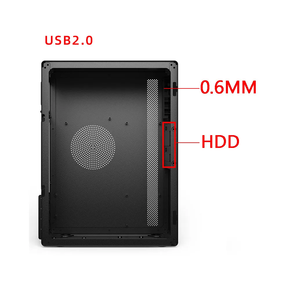 MATX Desktop Computer Gaming Case 0.6mm Thicken Shell Fan Cooling ITX Metal Chassis