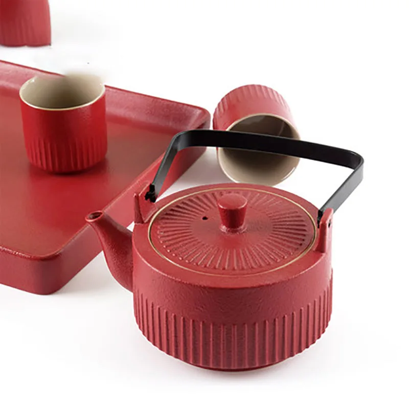 Chinese Traditional Red Tea Pot and Cup Set, Porcelain Teapot, Traditional Wedding, Double Happiness, Luxury Souvenir Gifts