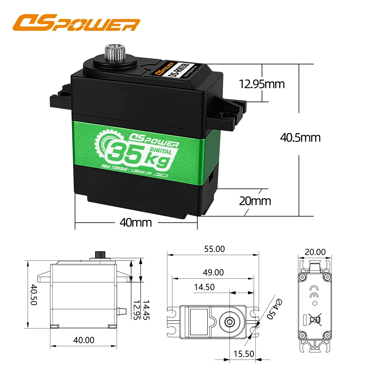 DSpower-25KG 35KG 8.4v HV   Ż   , 1/8 1/10 TRX4 TRX6 scx10 arrma 104001  maxx RC ڵ