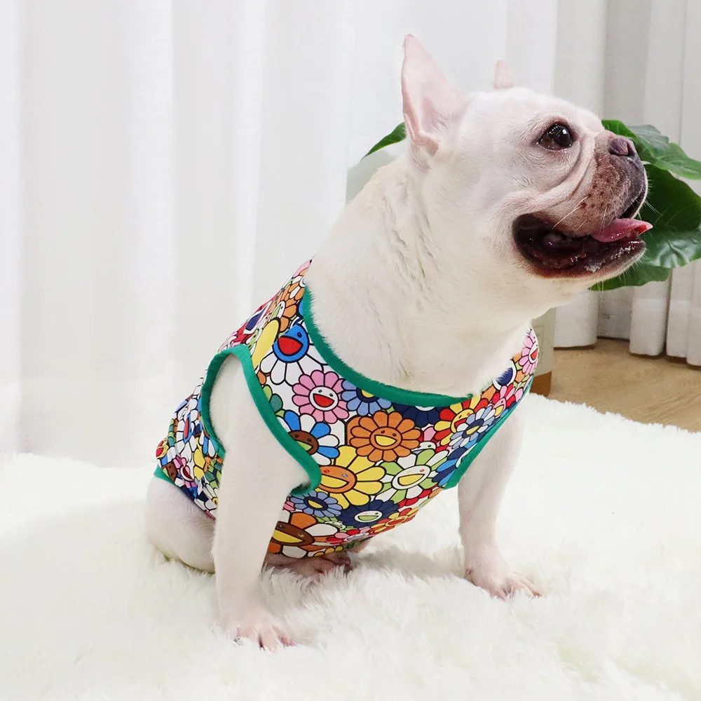 

Thin Sunflower Dog Vest, Spring and Summer Clothes, Pet Outfits, Fat Puppy Clothes, Pug, French Bulldog