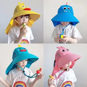 Summer Children's Sun Hat Foldable Baby Beach Hat UV Resistant Thin Breathable Large Brim Fisherman Cartoon Hat 1
