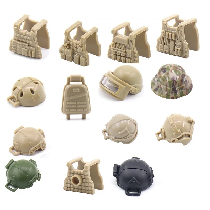 Gilet Militare Moderno Zaino Casco Mini Action Figures No Playmobil Armi Swat Blocks Mattoni Modello Building Education Toy