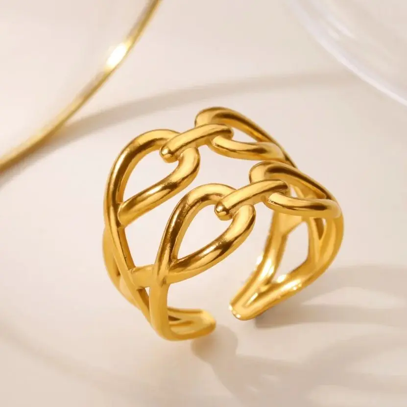Creative Infinity Knot Rings Women Gold Stainless Steel