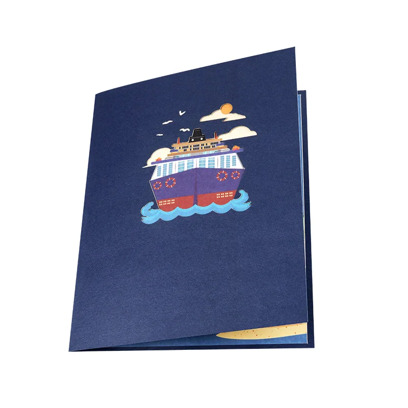 Pop up original creative three-dimensional greeting card 3D handmade paper carving folding card gift for deep-sea cruise ship