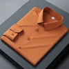 Long sleeved shirt for men's business casual orange non ironing wrinkle resistant elastic solid color men's shirt new style