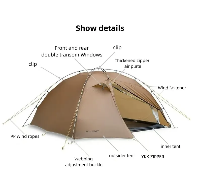 3F UL Gear Taiji3 超軽量テント 3/4 シーズン ポータブル バック