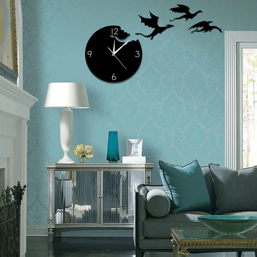 Creative Acrylic Wall Clock Flying Dragon Mute DIY Wall Sticker Wall Clock Children's Room Decoration Mirror Wall Clock 5
